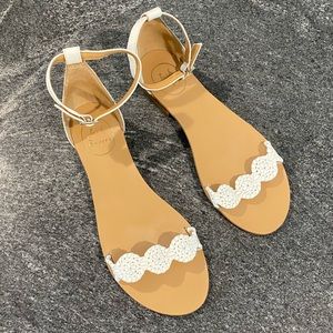 Jack Rogers White Daphne Flat Leather Sandal